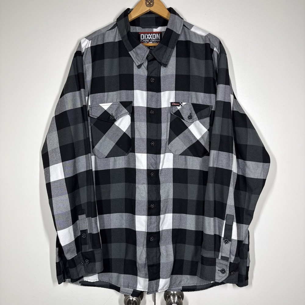 Dixxon Flannel Co The Finish Line Flannel Shirt Mens XXXL 3XL Black Gray Plaid